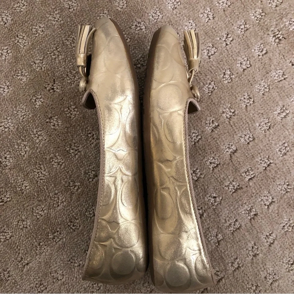 COACH Gold Leather Ballet Flats Size 6 - Picture 7 of 11